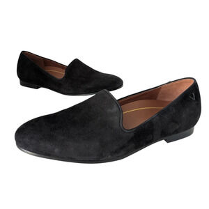 Vionic Willa Black Suede Flat Slip On Comfort Shoe Size 8.5 Loafer Almond Toe